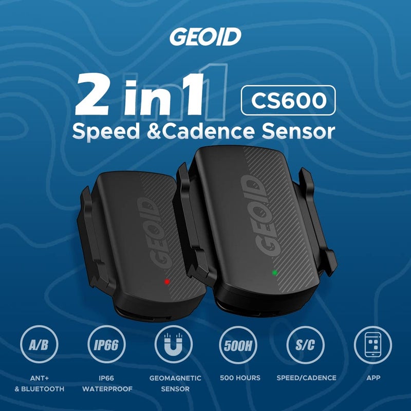 GEOID مستشعر السرعة/الإيقاع Geoid CS600 للدراجات الهوائية، مستشعر لاسلكي بتقنية ANT+/Bluetooth متوافق مع أجهزة كمبيوتر الدراجات، والساعات الرياضية، وتطبيقات iOS/Android - Image 2
